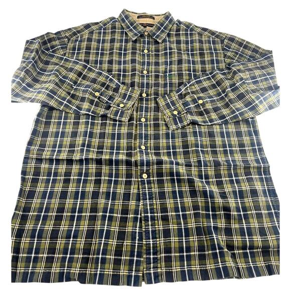 Tommy Hilfiger Shirt Men Extra Large Green Blue Checkered Button Up Work Career - Picture 1 of 8